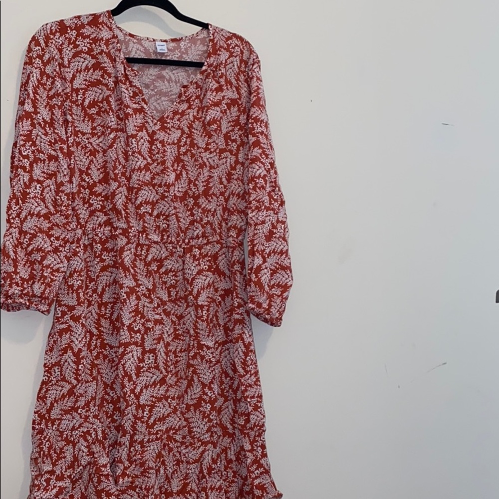 Burnt Orange with white flower design dress!